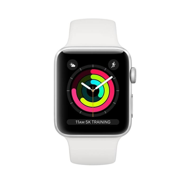 ساعت هوشمند اپل مدل 42mm Aluminum Case with White Sport Silicon Band دارای قابلیت های کنترل موسیقی (Music Player)، کنترل سطح اکسیژن خون، قابلیت تغییر طرح ساعت یا تم بند لاستیک
